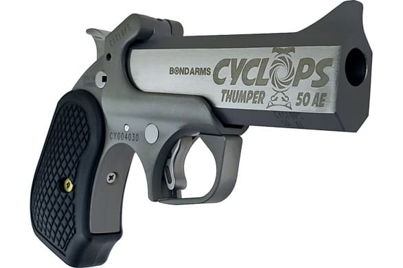 Bond Arms Cyclops Thumper BACY Pistol .50 AE 4.25" Barrel 1rd Single Action Extended B6 Grips Rough & Tumble Finish