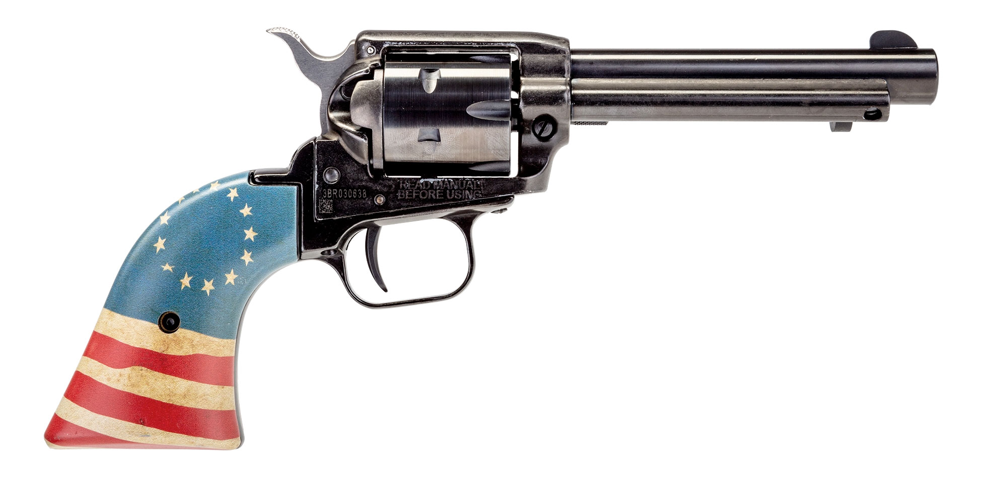 HERITAGE MANUFACTURING Rough Rider 22 LR 4.8" 6rd Revolver - Blued / Honor Betsy Ross Flag