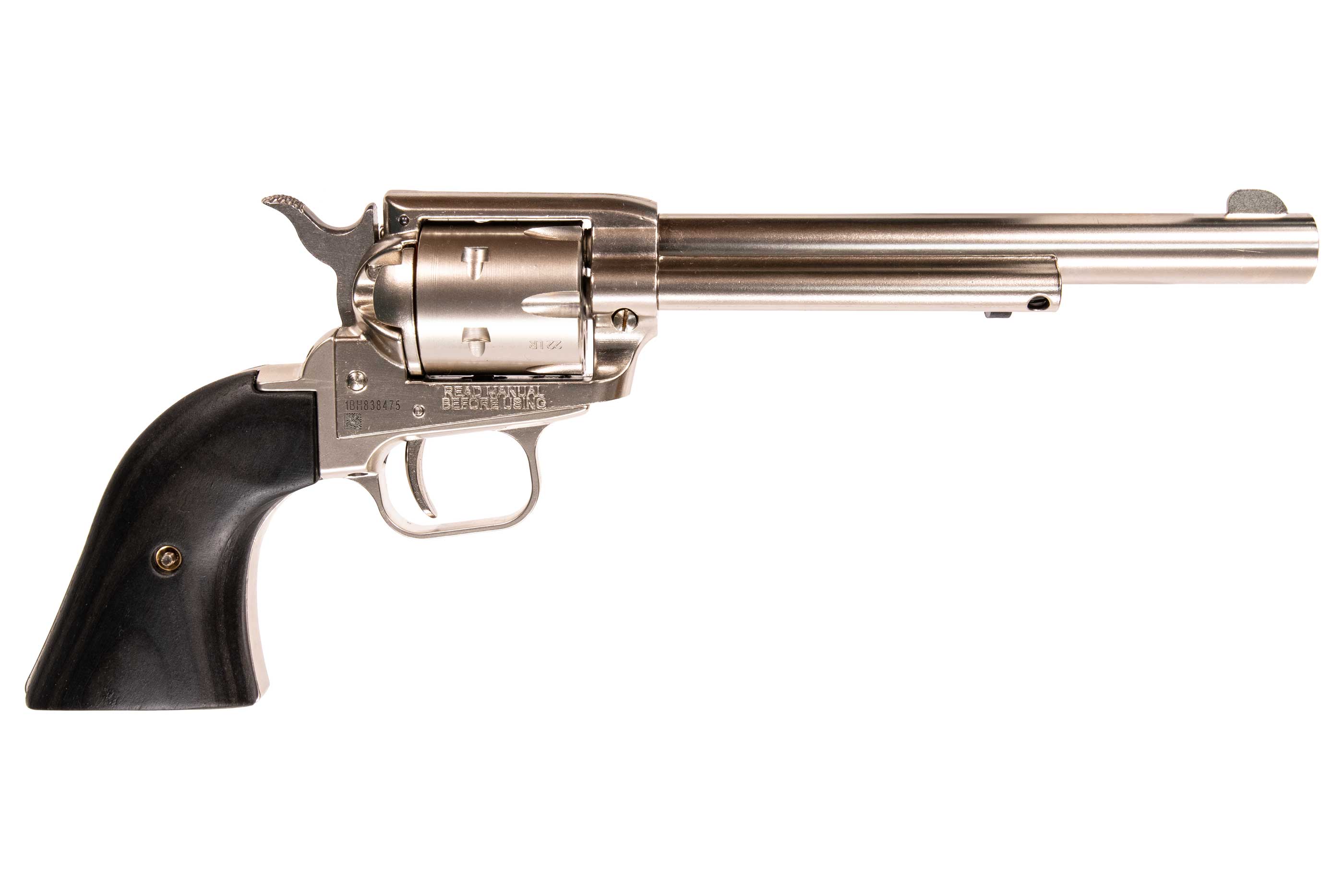 HERITAGE MANUFACTURING Rough Rider 22 LR Nickel 6.5'' 6rd Black Laminate Grips
