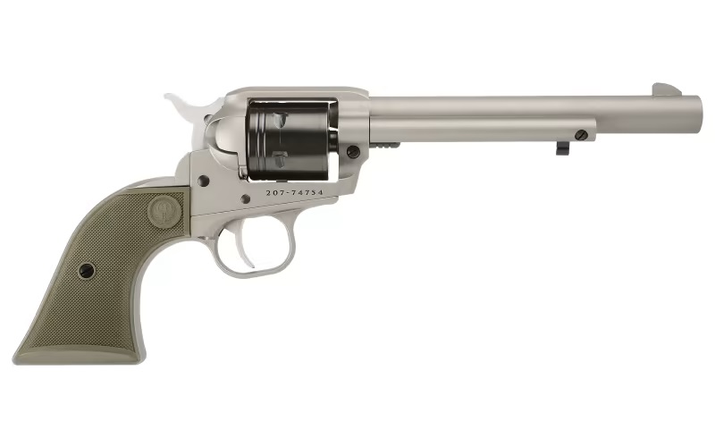 RUGER Wrangler 22LR 7.5" 6rd Revolver - Silver Cerakote | ODG Grips