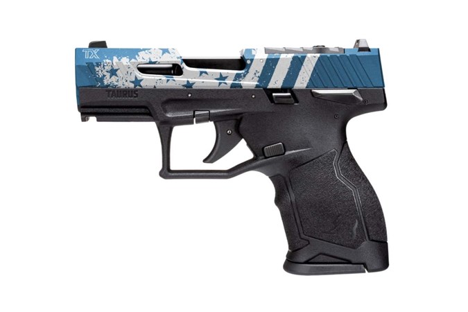 TAURUS TX22 Compact 22LR 3.6" 10rd Single Action Threaded Barrel - Black/Blue Flag