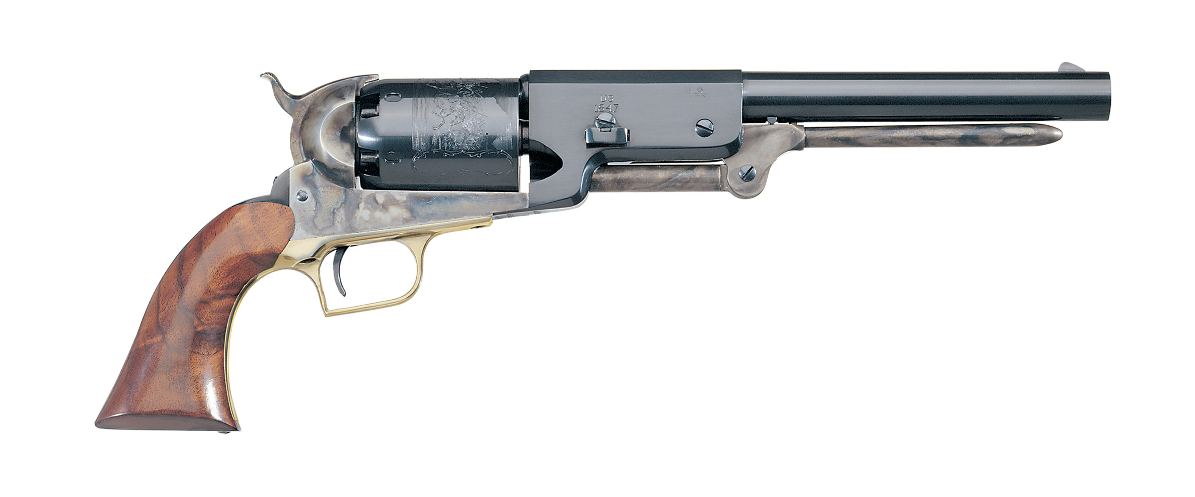 UBERTI 1847 Walker 44 Caliber 9" 6rd Revolver - 6rd Case Hardened Walnut Grips