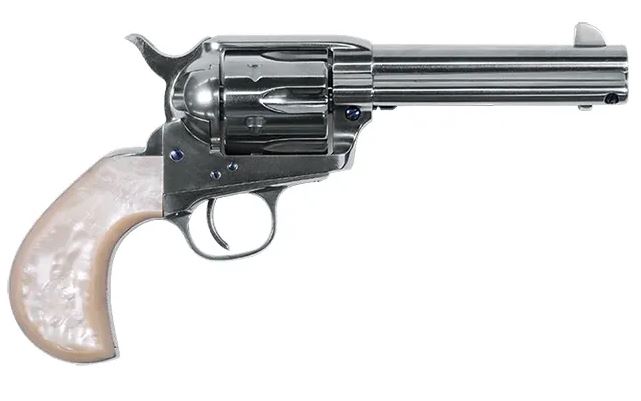 UBERTI 1873 Cattleman Doc Holliday 45 LC 4.75" 6rd Revolver - Stainless / Pearl White